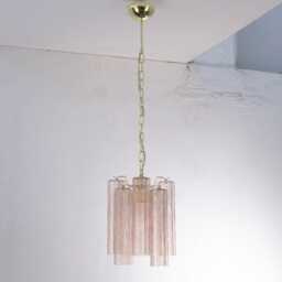 Murano Suspension Light ??30 cm - Pink Glass Hand-Blown Italy Vintage Style - thumbnail 2