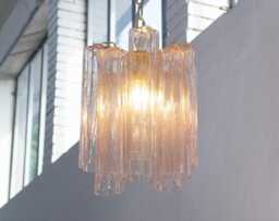 Murano Suspension Light ??30 cm - Pink Glass Hand-Blown Italy Vintage Style