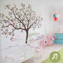 Large Tree Wall Decal Tree For Nursery Temporary Mural Decor & Birds Decal, Sticker Kids -Am017 - thumbnail 3
