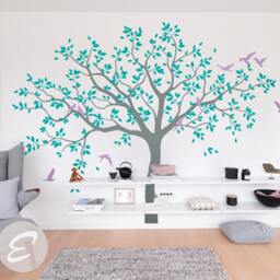 Large Tree Wall Decal Tree For Nursery Temporary Mural Decor & Birds Decal, Sticker Kids -Am017 - thumbnail 2
