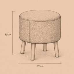 Upholstered Ottoman Round Hidden Storage Footstool - Moroccan Tribal Fabric Black - thumbnail 3