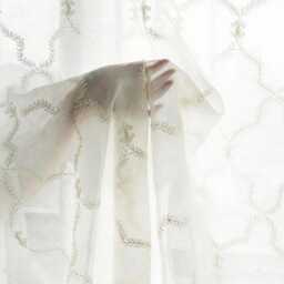 A Pair Of Off White Linen Blend Sheer Curtains With Geometric Pattern, Living Room Curtains, Custom Made, Privacy Curtains - thumbnail 2