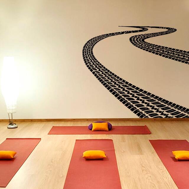 Wall Decals Road With Traces Of Tires Decal Vinyl Sticker Art Home Playroom Decor Window Mural Chu803 - image 1