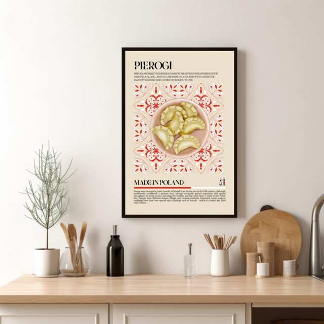 Polish Pierogi Poster, Print, Food, Kitchen Retro Wall Art, Restaurant, Cafe Decor, Poland Gift