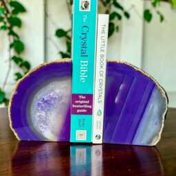 Purple Agate & Quartz Crystal Geode Bookends - Luxury Natural Book Ends Home D??cor Office Shelf Styling Set #3 - thumbnail 4