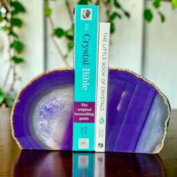 Purple Agate & Quartz Crystal Geode Bookends - Luxury Natural Book Ends Home D??cor Office Shelf Styling Set #3 - thumbnail 3