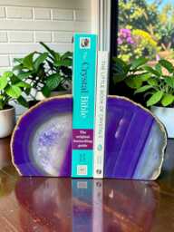 Purple Agate & Quartz Crystal Geode Bookends - Luxury Natural Book Ends Home D??cor Office Shelf Styling Set #3 - thumbnail 1
