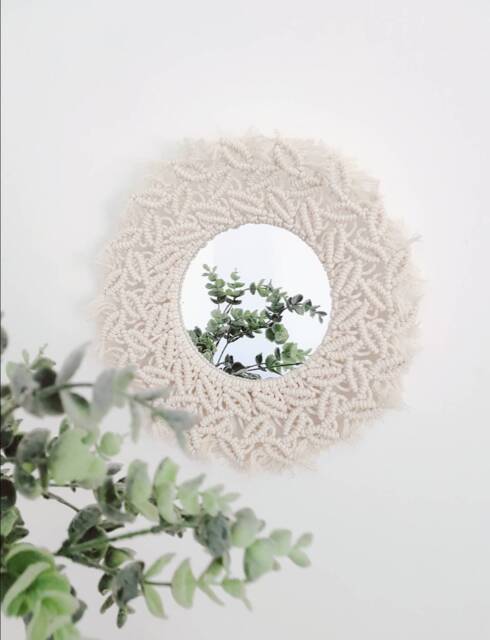 Round Macram?? Mirror/Macram?? Vintage Wall Rope