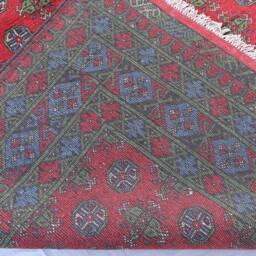 7x10 Afghan Bukhara Rug Turkmen Hand Knotted Veg Dye Wool Oriental Rug, Tribal Area Red Green Blue Traditional For Living Room - thumbnail 4