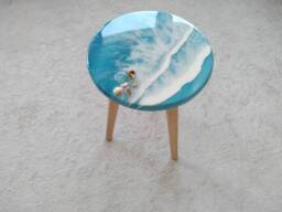 Blue Ocean Wave Resin Coffee Table Modern Beach House Decor