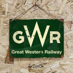 Great Western Metal Sign - Worn Look Rusty Print. Gwr Railway Train Station Platform Engine Room Shed - thumbnail 2