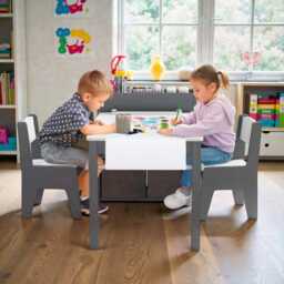 Kids Art Table & Chairs Set With Storage - Wooden Study Desk For - thumbnail 3