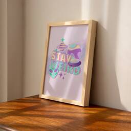 Pastel Stay Weird Print - Cool Y2K Aesthetic, Indie, Trendy Girly Pastel, Danish Design, Space Galaxy Alien Ufo, Quote, Fun - thumbnail 2