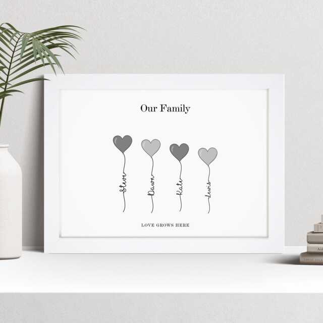 Personalised Family Heart Print, Housewarming New Home Gift, Custom Wall Art Framed Picture, Present For Mum, Nanny From Kids Grandkids - image 1