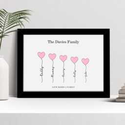 Personalised Family Heart Print, Housewarming New Home Gift, Custom Wall Art Framed Picture, Present For Mum, Nanny From Kids Grandkids - thumbnail 2