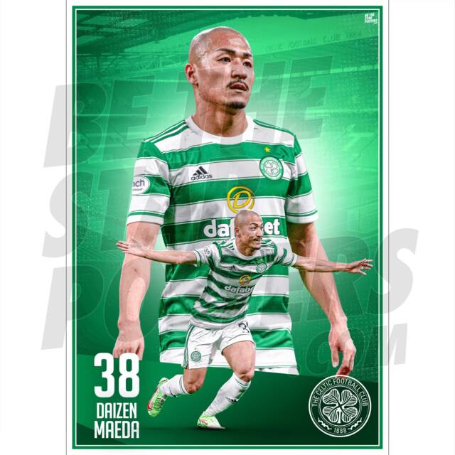 Celtic Fc Maeda 21/22 Action Poster - Officially Licensed Product A4/A3 Sizes Plus Framed Option - image 1