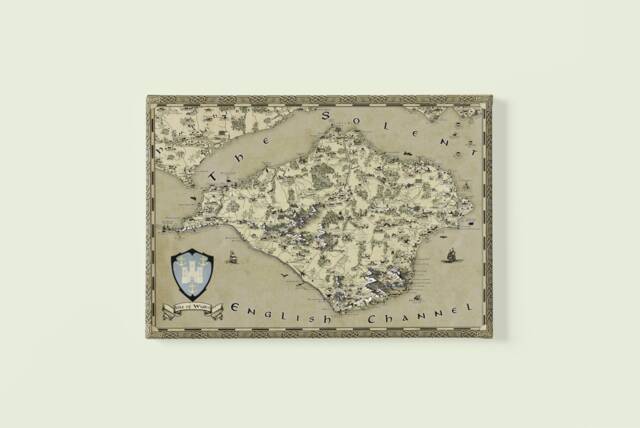 Isle Of Wight Canvas, Fantasy Wall Art, Iow Map, Print, Gift For Him Her, Present Mum Dad, County Map - image 1