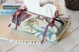 Tissue Box Cover Made Of Floral Tapestry Fabric - House & Office Warming Decor - thumbnail 1