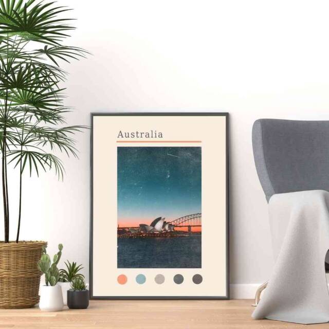 Sydney Australia Print Travel Wall Art, Custom Text Available - image 1