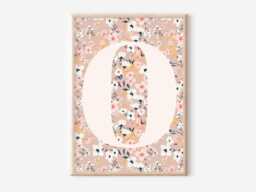Personalised Girls Pastel Ditsy Flower Initial Print. Perfect For A Room, Nursery Or Playroom - Unframed - thumbnail 1