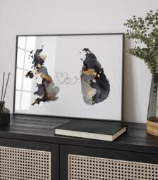 Britain & Sri Lanka Map Black & Gold Travel Wall Art Print - United Kingdom UK - thumbnail 1