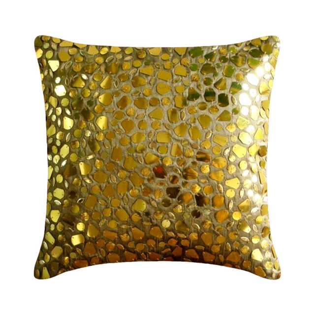 "Art Silk Gold Throw Pillow Cover 16""x16" - image 1