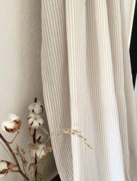 Striped Curtain, Beige Or Grey, Cotton Country Style, Nordic - thumbnail 1