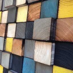 Reclaimed Wood Mosaic Wall Art - Handmade Sound Diffuser - thumbnail 4