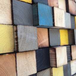 Reclaimed Wood Mosaic Wall Art - Handmade Sound Diffuser - thumbnail 3