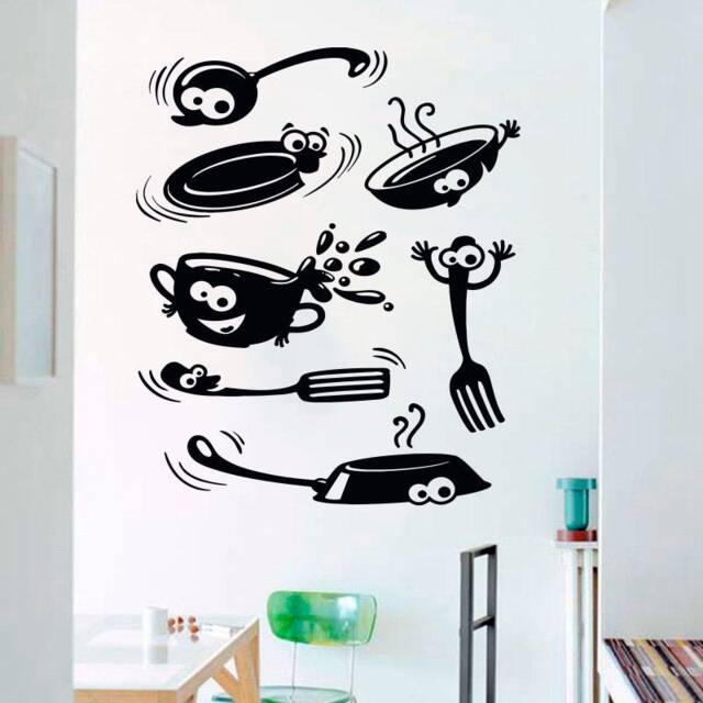 Kitchen Utensil Wall Decal Whimsical Cartoon Decor 4512 - image 1