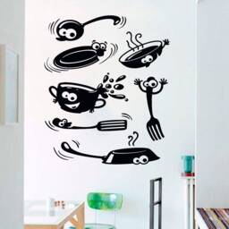 Kitchen Utensil Wall Decal Whimsical Cartoon Decor 4512 - thumbnail 1