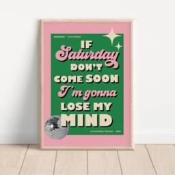 Sam Fender Saturday Wall Print, Lyrics Art, Indie Music Disco Ball Decor - thumbnail 2