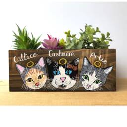 Personalized Pet Memorial Planter Custom Dog/Cat Portrait - Loss Gift - thumbnail 1
