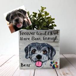 Personalized Pet Memorial Planter Custom Dog/Cat Portrait - Loss Gift - thumbnail 3