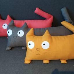 Linen Cat Pillow Gray Nursery Decor, Kids Gift - thumbnail 4
