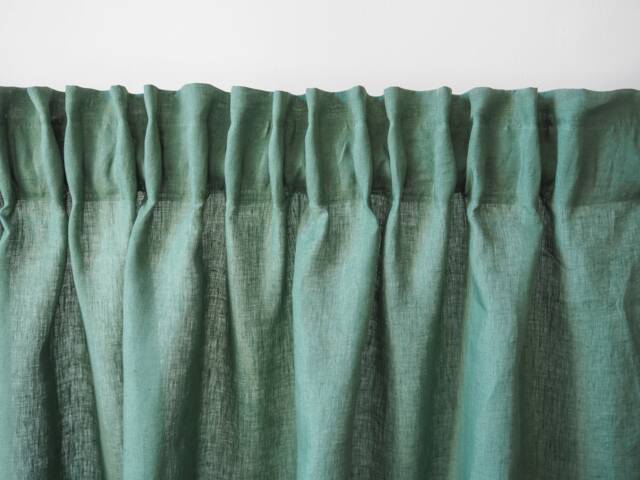 Eucalyptus Green Linen Curtain Panel With Heading Tape Made Of Medium/1 Pcs - image 1