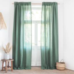Eucalyptus Green Linen Curtain Panel With Heading Tape Made Of Medium/1 Pcs - thumbnail 2