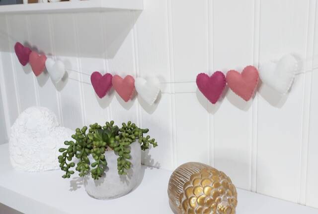 Felt Heart Garland Rose Pink Nursery Decor - image 1