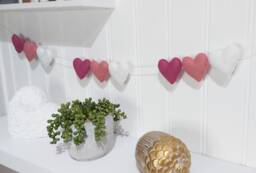 Felt Heart Garland Rose Pink Nursery Decor - thumbnail 1