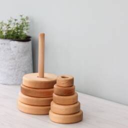 Educational Montessori Wooden Stacking Pyramid For Toddler Activity, Baby Toys 1 2 3 Year Old, Baby Boy Girl Gift, Waldorf Learning Toy - thumbnail 2