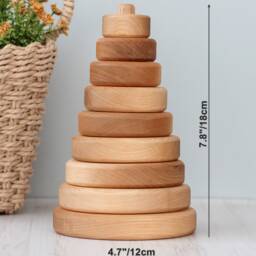 Educational Montessori Wooden Stacking Pyramid For Toddler Activity, Baby Toys 1 2 3 Year Old, Baby Boy Girl Gift, Waldorf Learning Toy - thumbnail 3