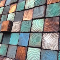 Reclaimed Wood Wall Art Mosaic - Blue Turquoise Accent, Handmade - thumbnail 3