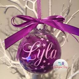 Christmas Bauble, Personalised Feather Name Ornament, Custom Bauble - thumbnail 4