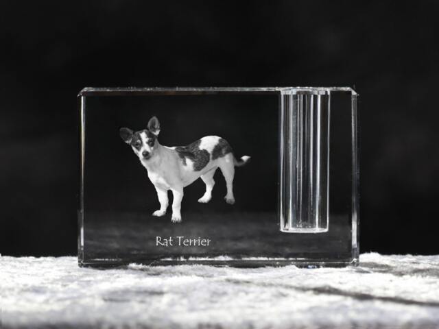 Rat Terrier , Crystal Pen Holder With Dog, Souvenir, Decoration, Limited Edition, Collection - image 1