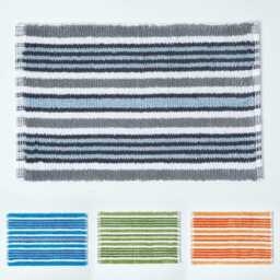 Handloomed Striped Cotton Bath Mat - 40x60cm, Super Absorbent, Non-Slip, Machine Washable, Oeko-Tex?? Certified, 100% - thumbnail 1