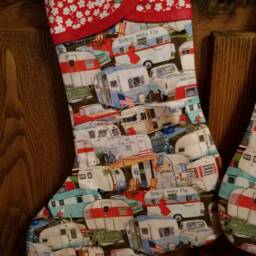 Christmas Stocking With Vintage Trailer Print - thumbnail 2