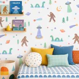 Paranormal Wall Decals - Removable, Reusable Stickers Bigfoot Decals, Ufo Art, Forest Kids Room Decor, Nursery Art - thumbnail 1