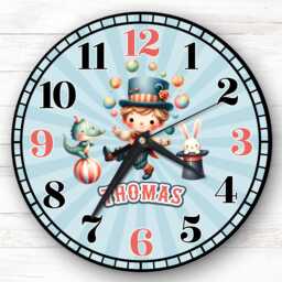 Boy Juggling Circus Personalised Gift For Kid's Bedroom Clock - Kids Clock, Children's Decor, Custom Wall - thumbnail 1