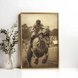 T-Rex Jockey Kentucky Derby Poster Alternative History Art Print - thumbnail 2