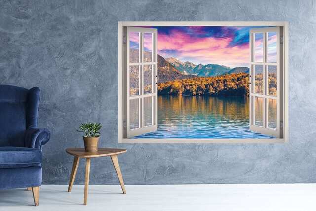 Lake Bohinj Slovenia View Window 3D Wall Decal Art Removable Wallpaper Mural Sticker Vinyl Home Decor - image 1